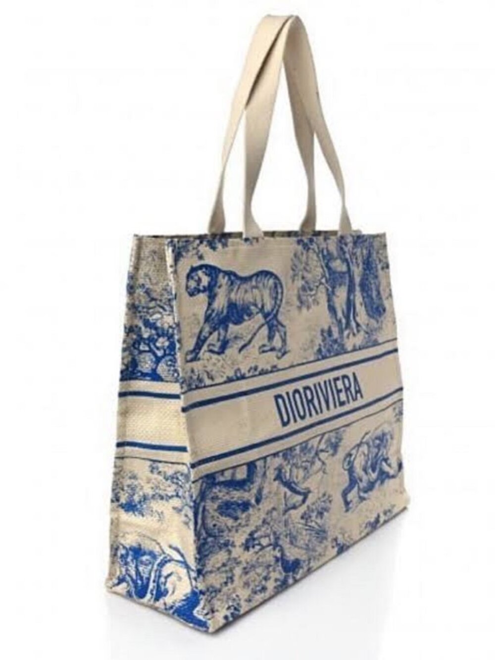 Christian Dior Blue Beige Straw Tote. The perfect beach bag! - Picture 3 of 8